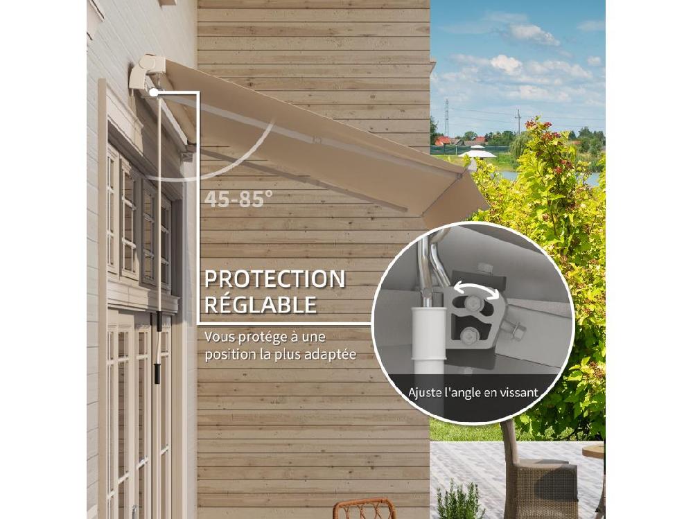 Vente Unique Store Banne Manuel Rétractable Aluminium Polyester Imperméabilisé 3L X 2 5l M Beige