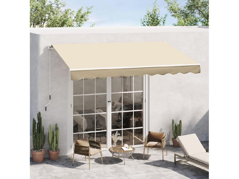 Vente Unique Store Banne Manuel Rétractable Aluminium Polyester Imperméabilisé 3L X 2 5l M Beige