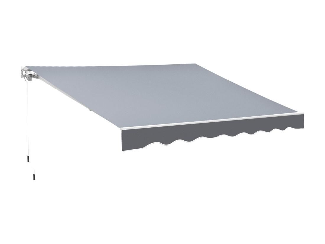 Vente Unique Store Banne Manuel Rétractable Dim. 2 5L X 2l (avancée) M Alu. Polyester Imperméabilisé Haute Densité Gris