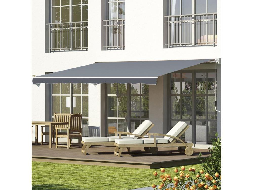 Vente Unique Store Banne Manuel Rétractable Dim. 2 5L X 2l (avancée) M Alu. Polyester Imperméabilisé Haute Densité Gris