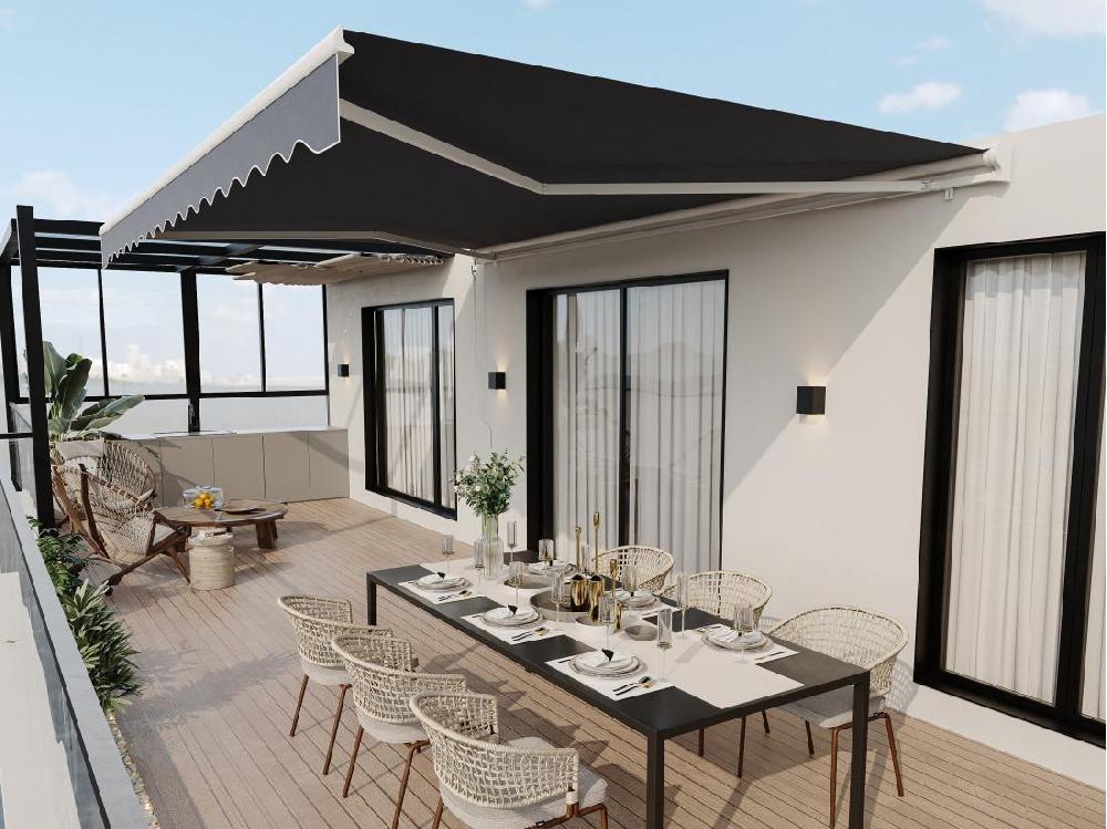 vente unique Store banne motorisé avec semi-coffre 4 x 3 m - anthracite - COFANA