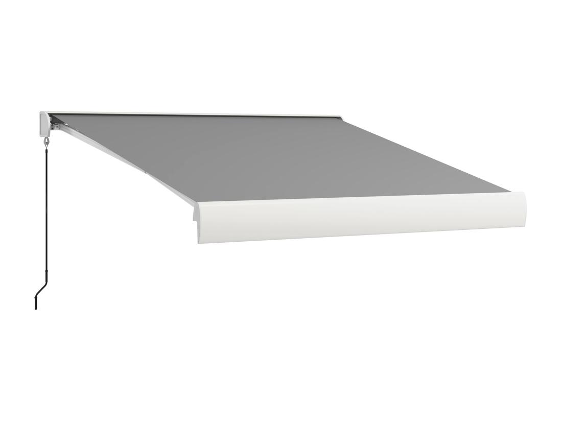 Vente Unique Store Banne Motorisé Coffre Intégral 3 X 2 5(avancé)m - Télécommande Manivelle - Alu Polyester Haute Densité 270g/m² Gris Clair