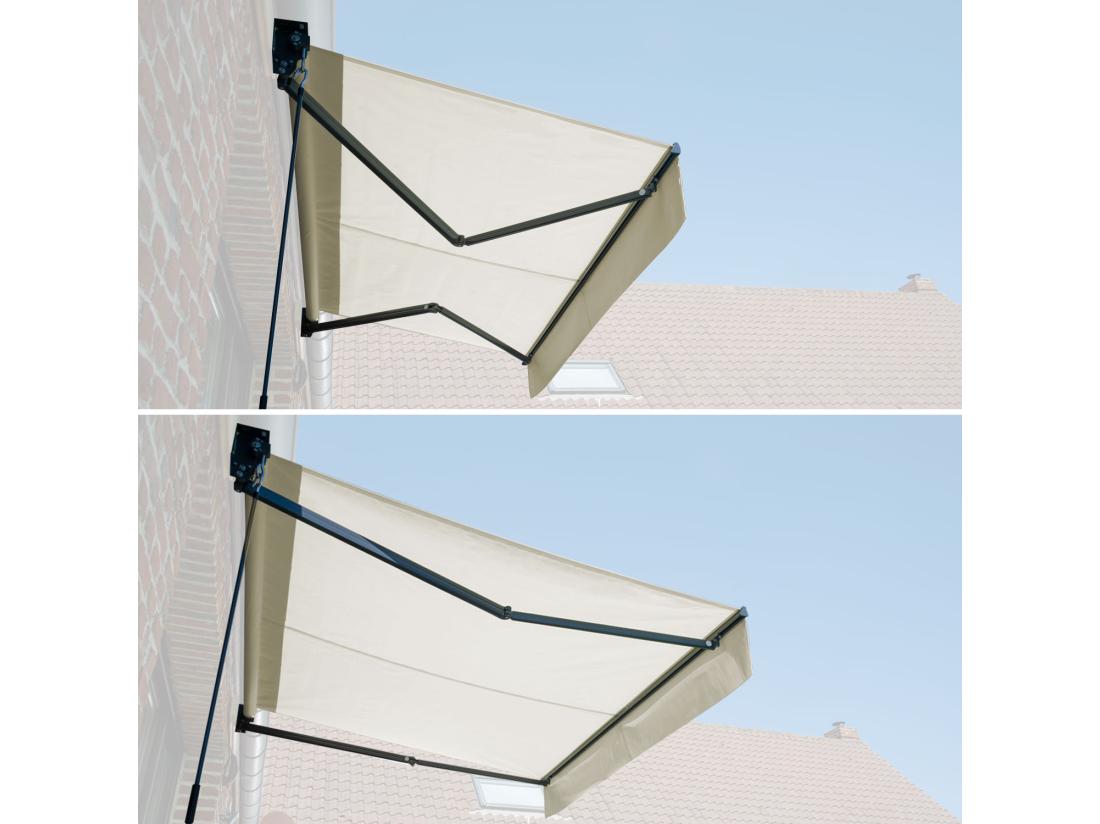 Vente Unique Store Banne SAULE 2 5 × 2m - Toile Beige Et Structure Grise - HAPPY GARDEN