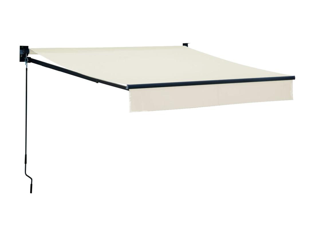 vente unique Store banne SAULE 2 5 × 2m - Toile beige et structure grise - HAPPY GARDEN