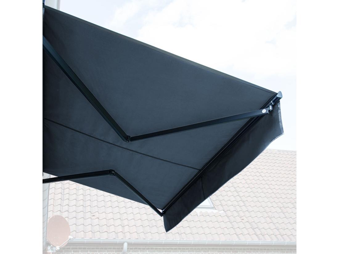 Vente Unique Store Banne SAULE 2 95 × 2 5m Avec Semi-coffre - Toile Anthracite Et Structure Grise - HAPPY GARDEN
