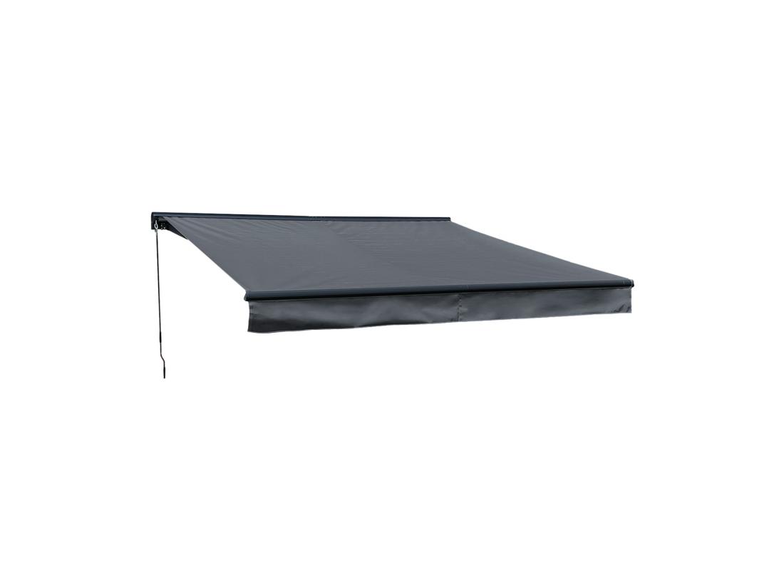Vente Unique Store Banne SAULE 3 5 × 3m Avec Semi-coffre - Toile Anthracite Et Structure Grise - HAPPY GARDEN