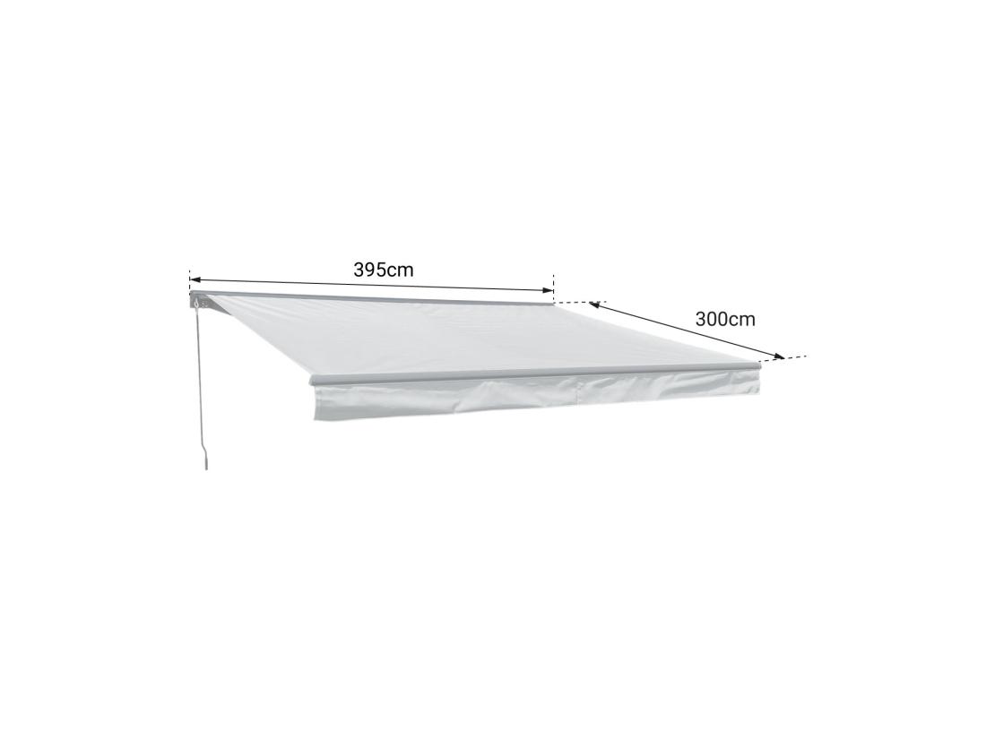 Vente Unique Store Banne SAULE 3 95 × 3m Avec Semi-coffre - Toile Beige Et Structure Grise - HAPPY GARDEN