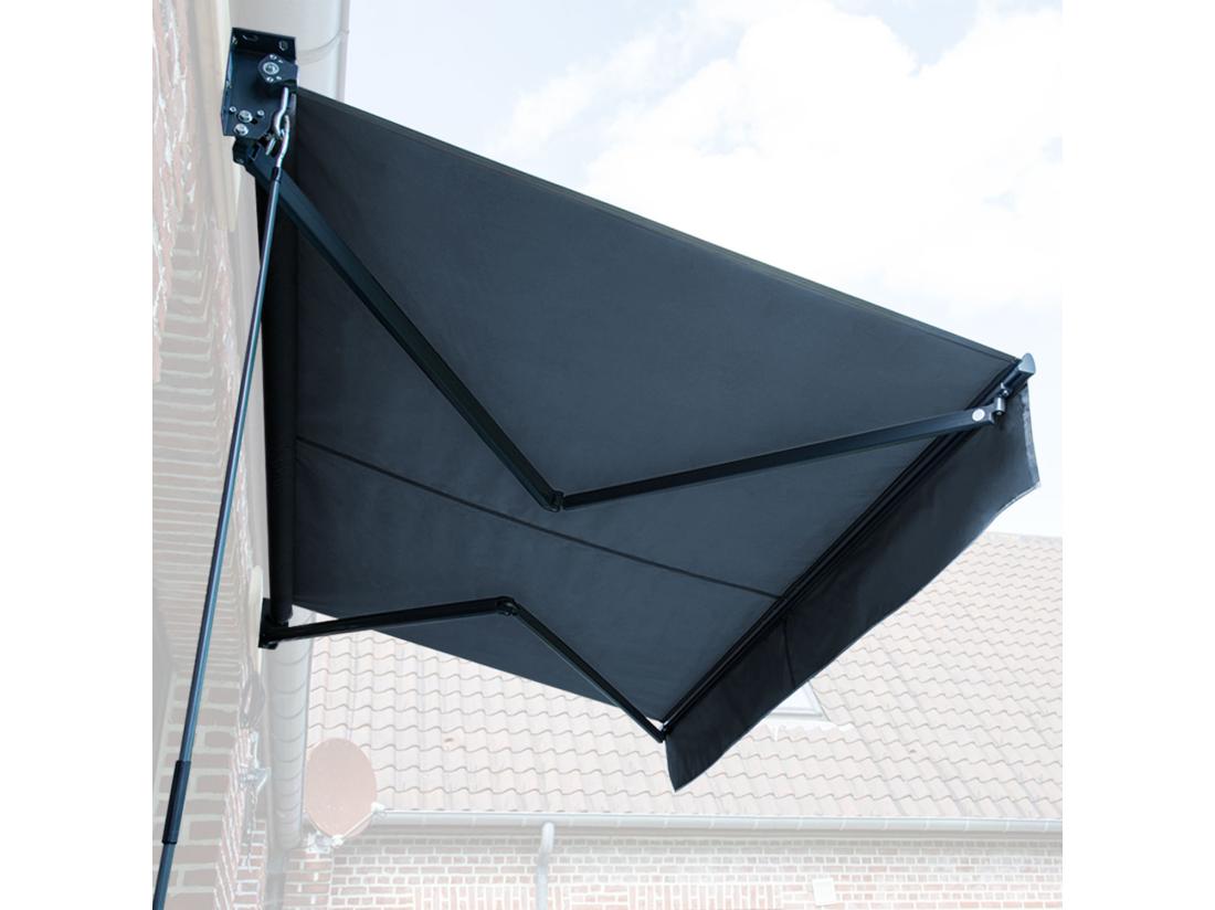 vente unique Store banne SAULE 3 95 × 3m - Toile anthracite et structure grise - HAPPY GARDEN