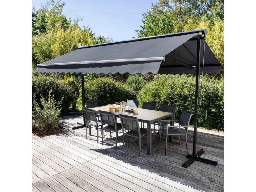 Vente Unique Store Double Pente Avec Coffre 3 X 4 M En Aluminium Gris Anthracite