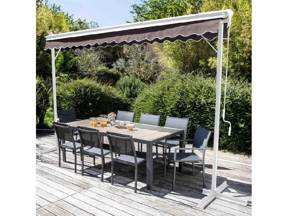 Vente Unique Store Double Pente Avec Coffre 3 X 4 M En Aluminium Taupe