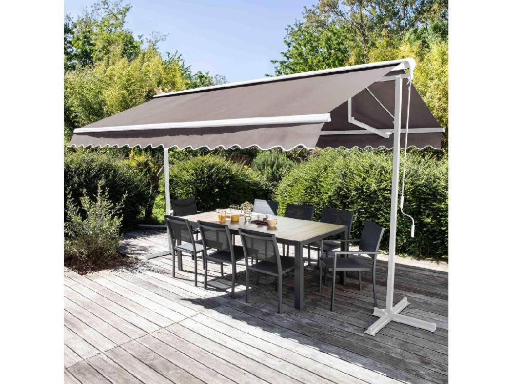 vente unique Store double pente avec coffre 3 x 4 m en aluminium taupe