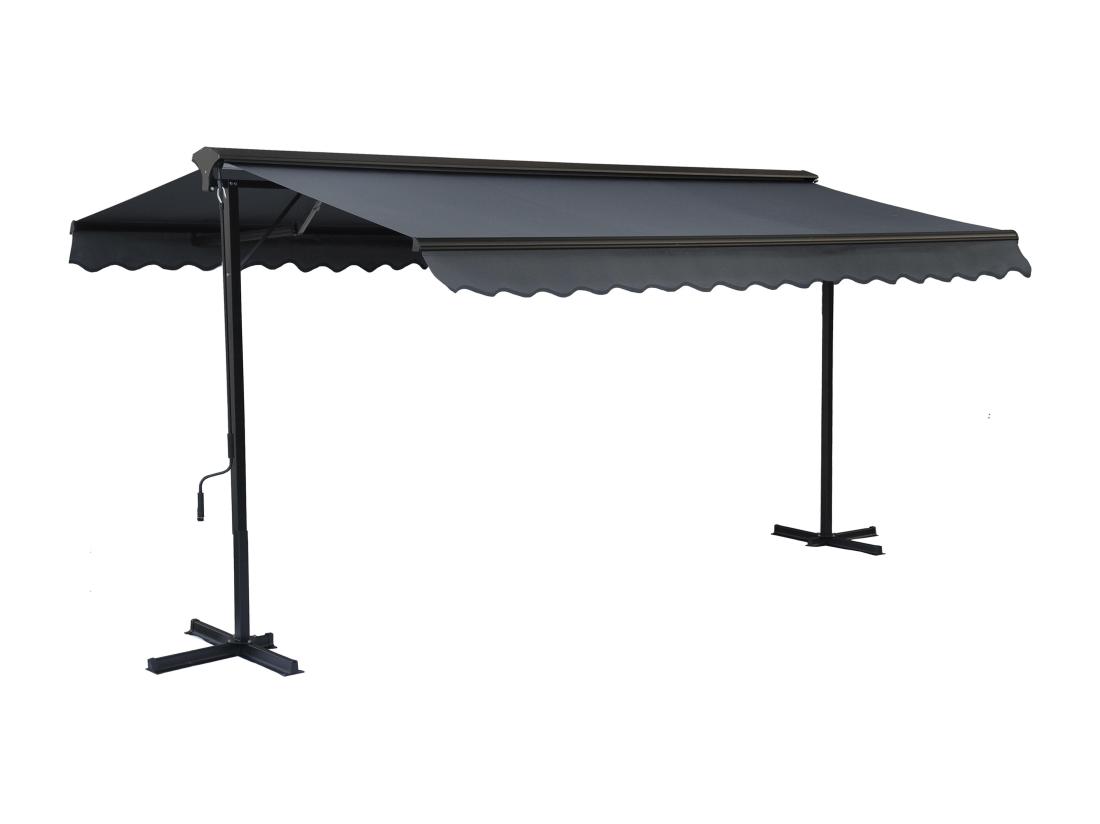 vente unique Store double pente avec coffre 3 x 4 m en aluminium gris anthracite