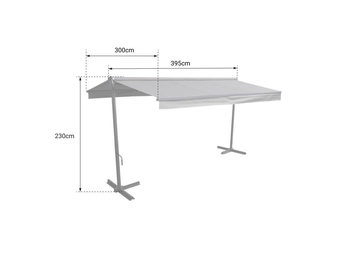 Vente Unique Store Double Pente FRENE Sur Pieds 3 95 X 3 M - Toile Grise Et Structure Grise - HAPPY GARDEN