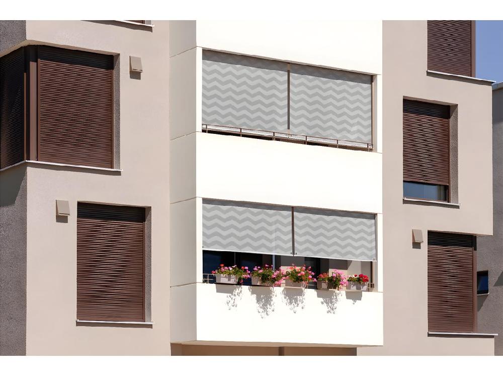 Vente Unique Store Enrouleur Extérieur Moderne - 120x180 Cm - Motif Zigzag En Gris Rideau De Balcon Stores Enrouleurs De Balcon Rideau De Protection Solaire