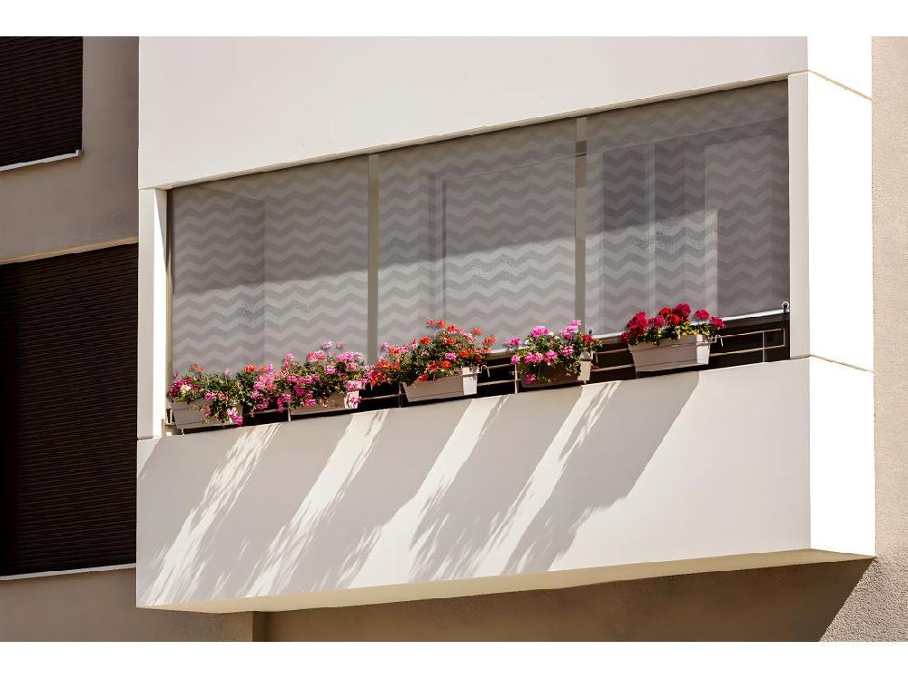 Vente Unique Store Enrouleur Extérieur Moderne - 120x180 Cm - Motif Zigzag En Gris Rideau De Balcon Stores Enrouleurs De Balcon Rideau De Protection Solaire