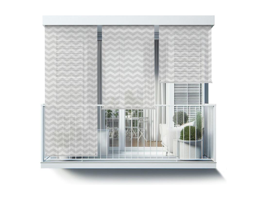 vente unique Store enrouleur extérieur moderne - 120x180 cm - Motif zigzag en gris Rideau de balcon Stores enrouleurs de balcon Rideau de protection solaire