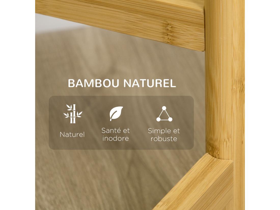 Vente Unique Support à Fleurs Style Scandinave 4 Niveaux - Porte Plante 4 étagères - Bois Bambou Verni Métal Blanc