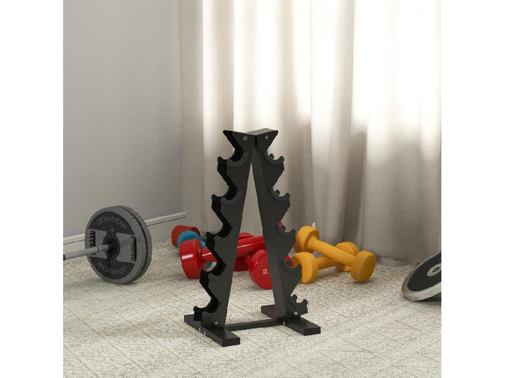Vente Unique Support D'haltères à 5 Niveaux - Support De Stockage D'haltères - Charge Max. 100 Kg - Acier Noir
