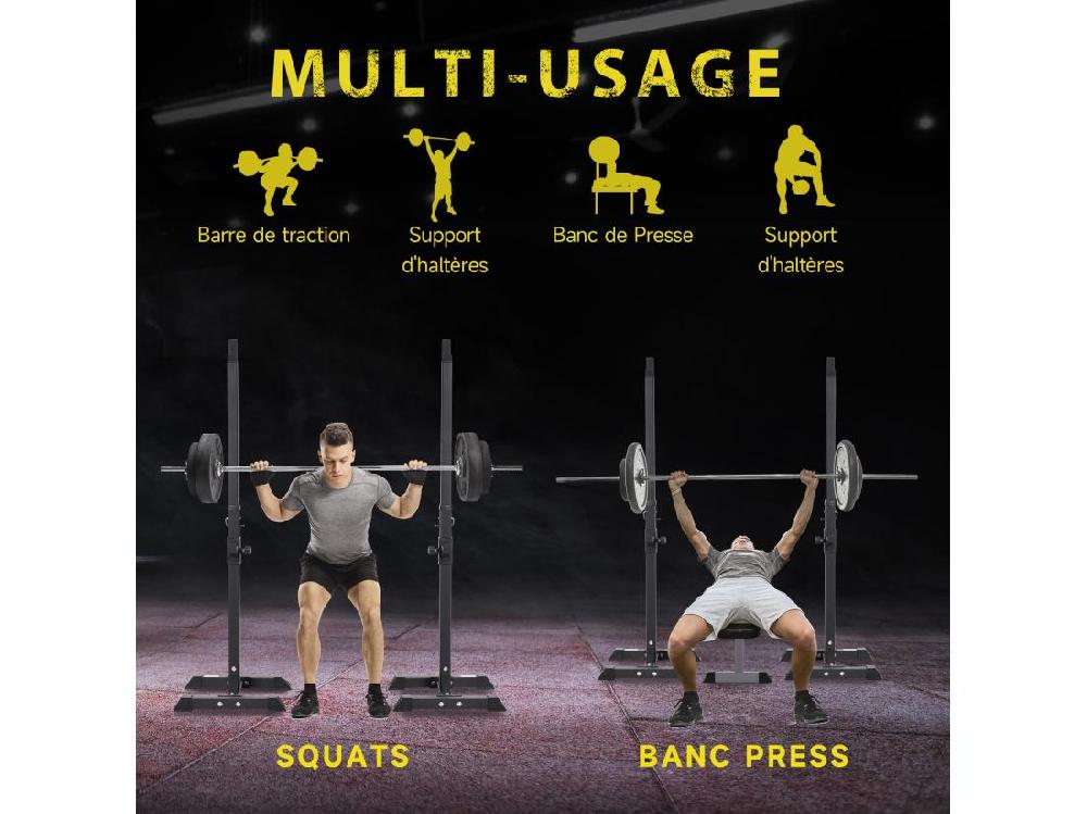 Vente Unique Support De Musculation Repose Haltères Charge Max. 150 Kg Noir