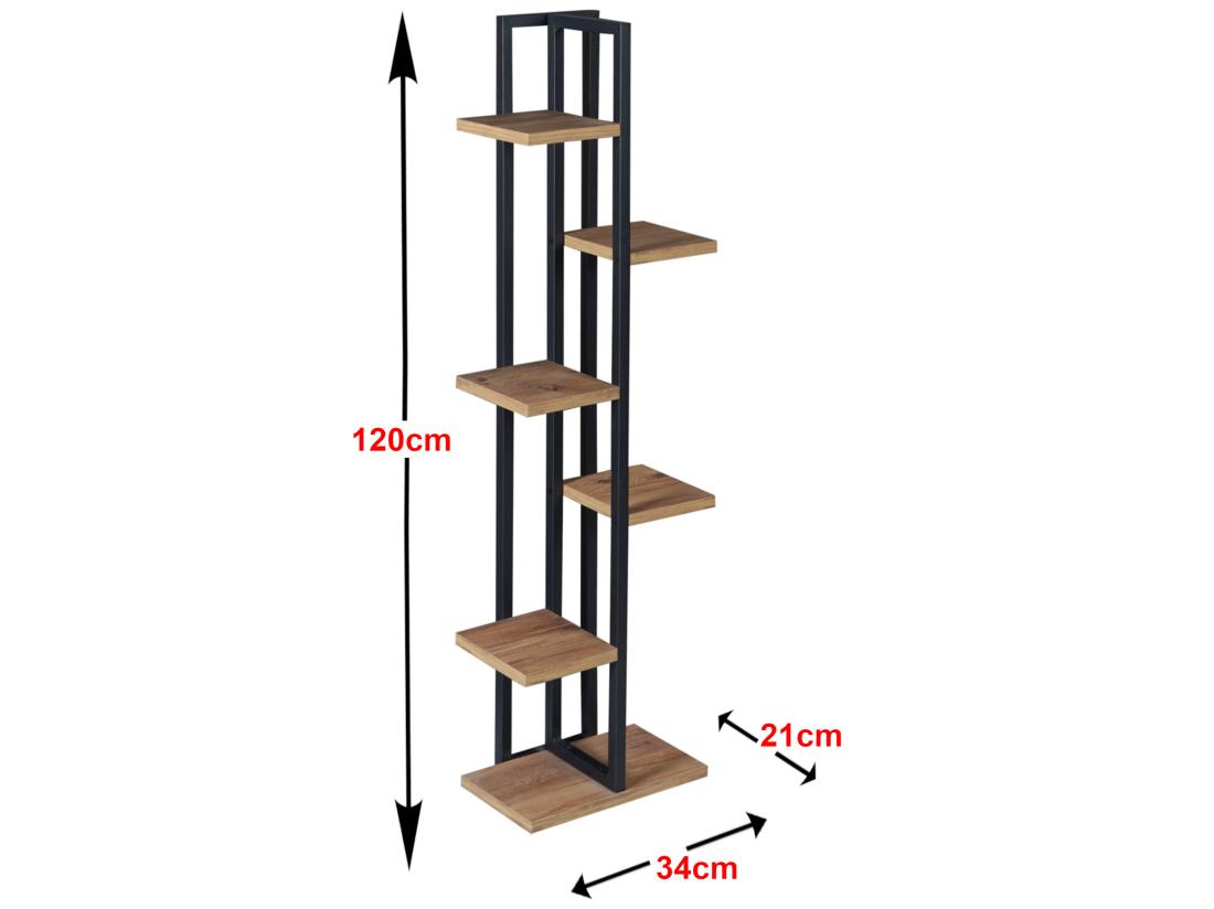 Vente Unique Support De Plantes Tohmajärvi à 5 Niveaux 120 X 34 X 21 Cm Effet Noyer / Noir [en.casa]
