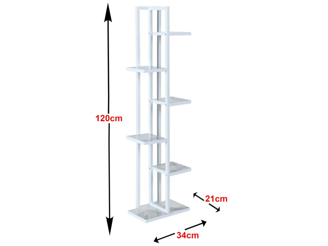 Vente Unique Support De Plantes Tohmajärvi à 5 Niveaux 120 X 34 X 21 Cm Marbre Blanc / Blanc [en.casa]