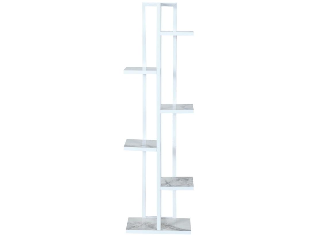 Vente Unique Support De Plantes Tohmajärvi à 5 Niveaux 120 X 34 X 21 Cm Marbre Blanc / Blanc [en.casa]