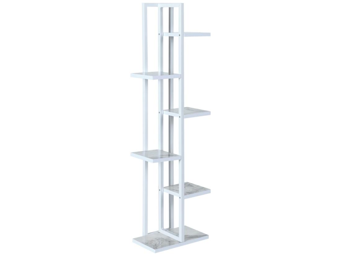 vente unique Support de plantes Tohmajärvi à 5 niveaux 120 x 34 x 21 cm marbre blanc / blanc [en.casa]