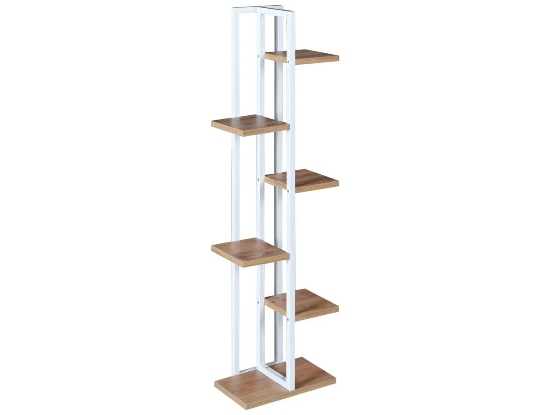 Vente Unique Support De Plantes Tohmajärvi à 5 Niveaux 120 X 34 X 21 Cm Effet Noyer / Blanc [en.casa]