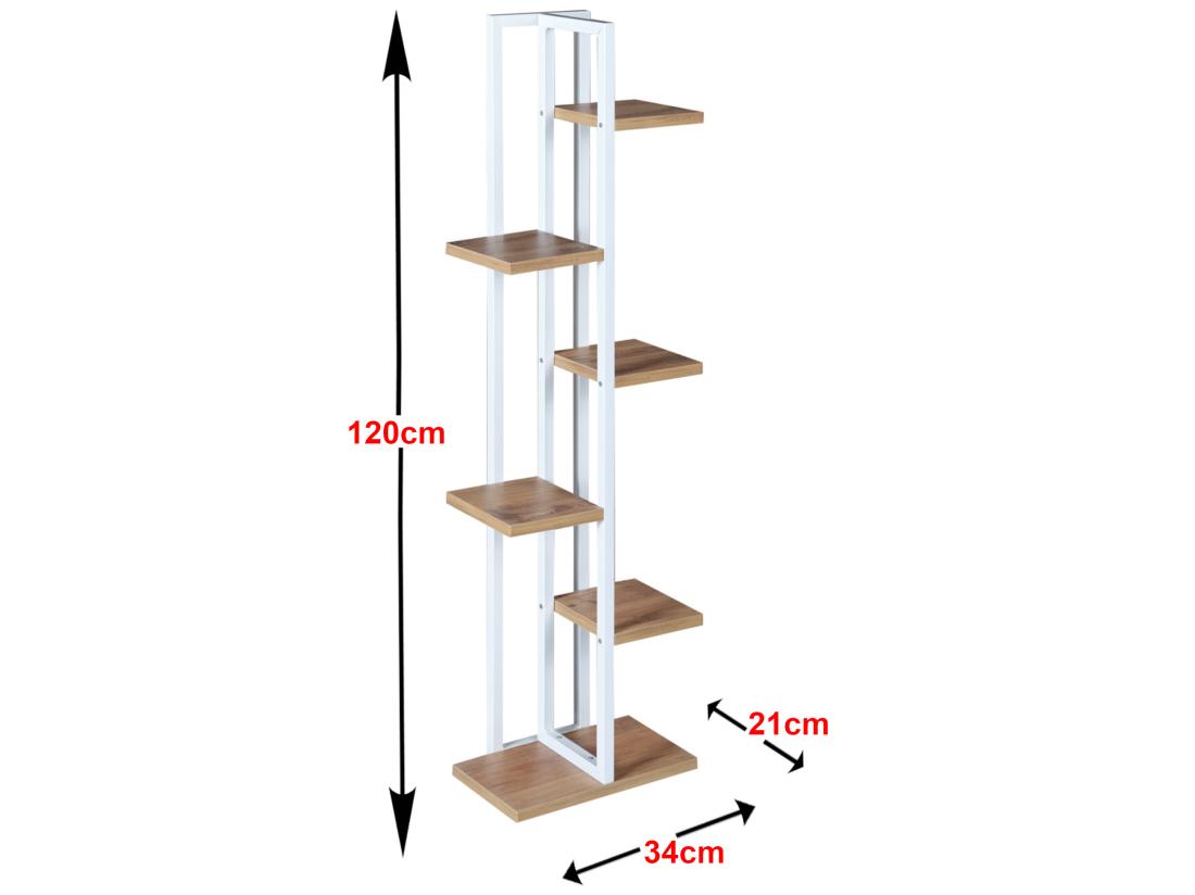 Vente Unique Support De Plantes Tohmajärvi à 5 Niveaux 120 X 34 X 21 Cm Effet Noyer / Blanc [en.casa]