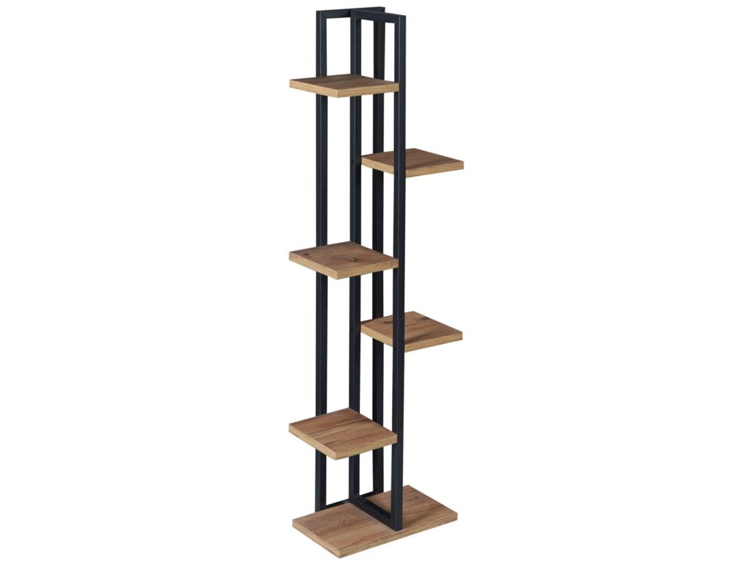 vente unique Support de plantes Tohmajärvi à 5 niveaux 120 x 34 x 21 cm effet noyer / noir [en.casa]