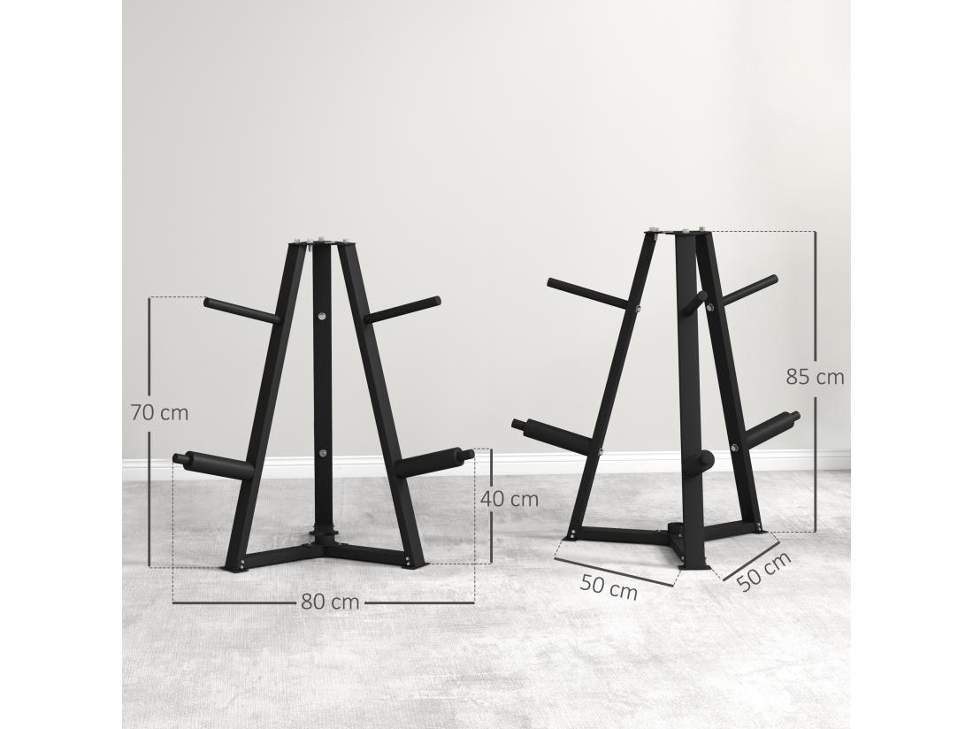 Vente Unique Support De Poids Pour Plaques Barre D'haltère - Rack De Rangement Poids Max. 300 Kg - Acier Noir