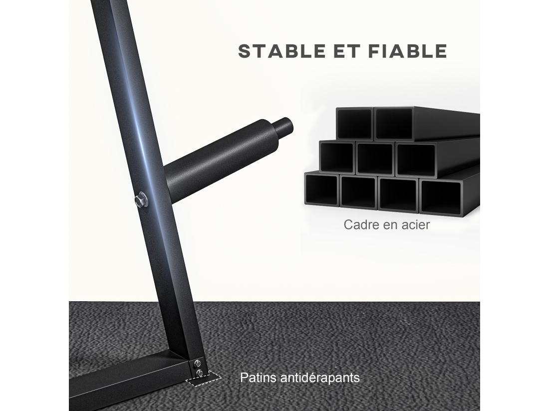 Vente Unique Support De Poids Pour Plaques Barre D'haltère - Rack De Rangement Poids Max. 300 Kg - Acier Noir