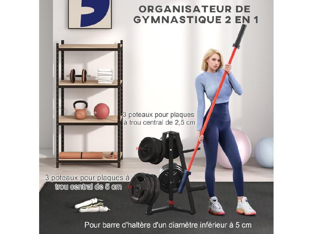 vente unique Support de poids pour plaques barre d'haltère - rack de rangement poids max. 300 Kg - acier noir