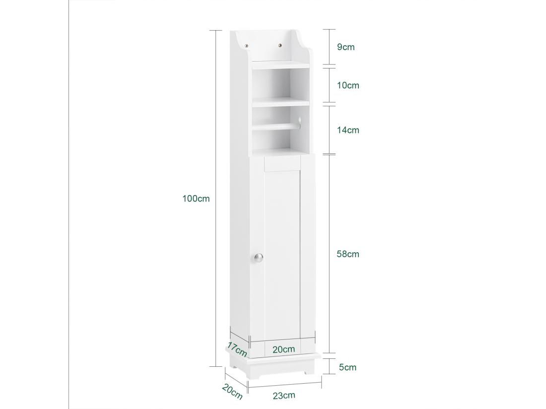 Vente Unique Support Papier Toilette Armoir Toilettes Porte Brosse WC En Bois – Blanc FRG177-W