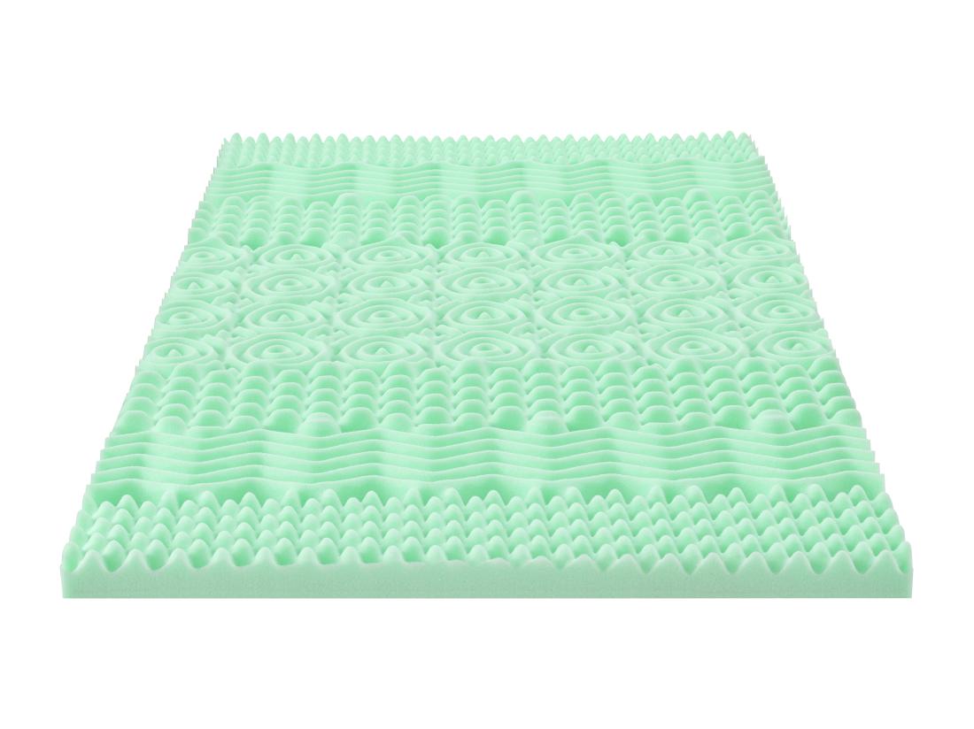 Vente Unique Surmatelas 140 X 190 Cm Mémoire De Forme 7 Zones Aux Extraits De Thé Vert ép.5cm - LESINI De NATUREA