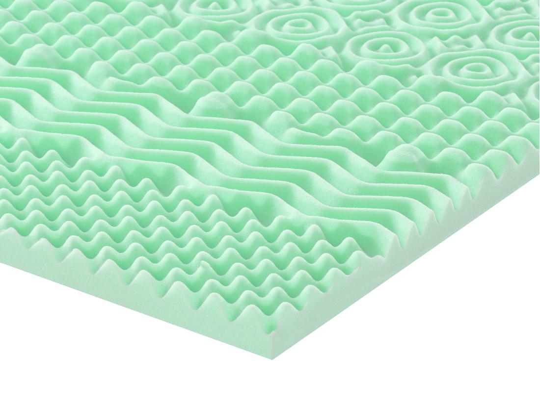 Vente Unique Surmatelas 140 X 190 Cm Mémoire De Forme 7 Zones Aux Extraits De Thé Vert ép.5cm - LESINI De NATUREA