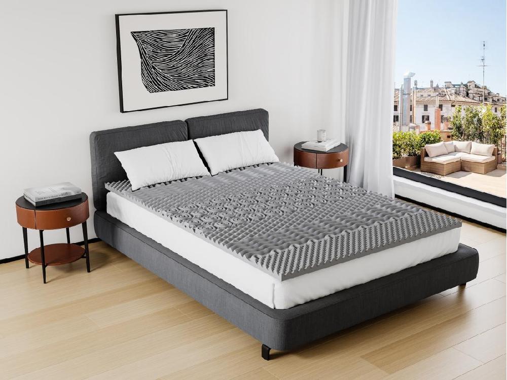 vente unique Surmatelas 160 x 200 cm mémoire de forme 7 zones purifiant au charbon ép.5cm - NISIDA de NATUREA