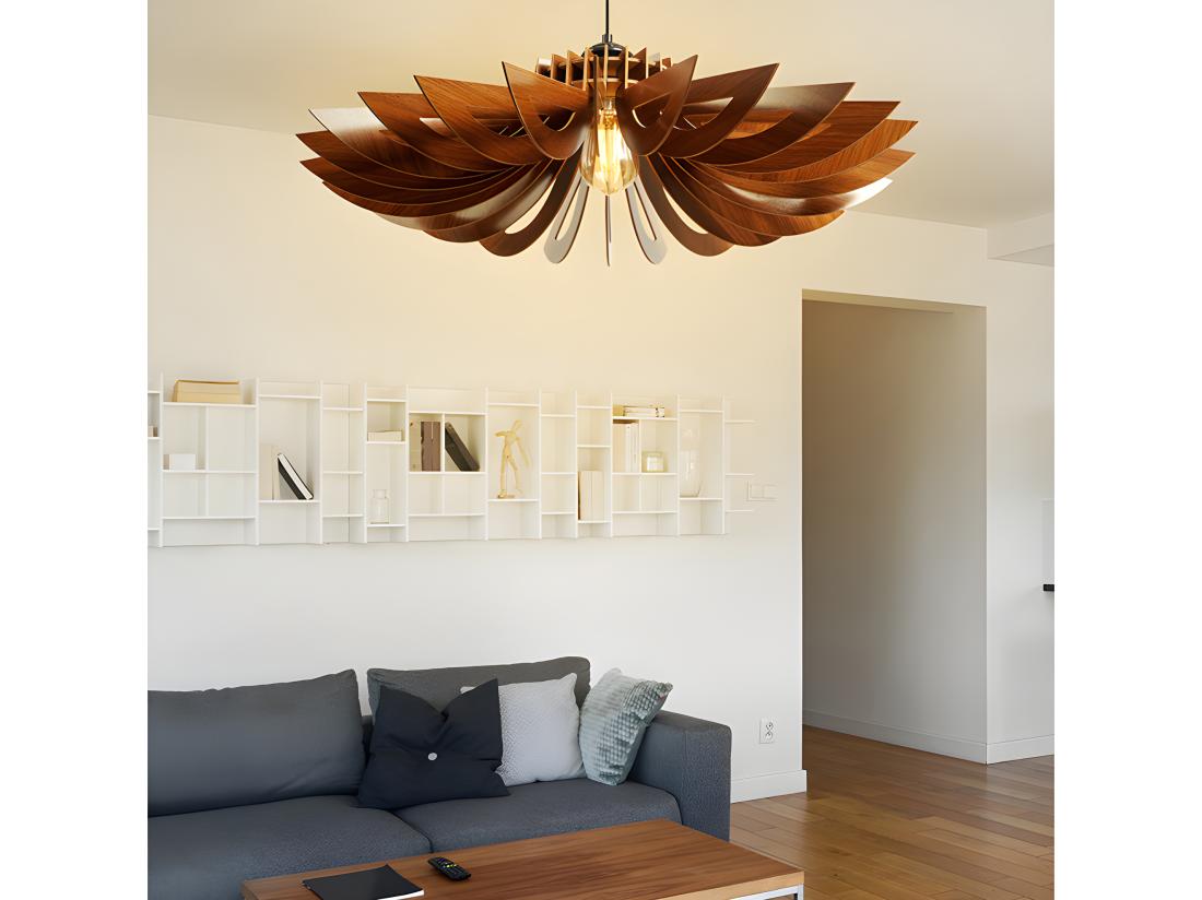 Vente Unique Suspension Ajourée En MDF - D. 68 X H. 50 Cm - Coloris Noyer - FARITA