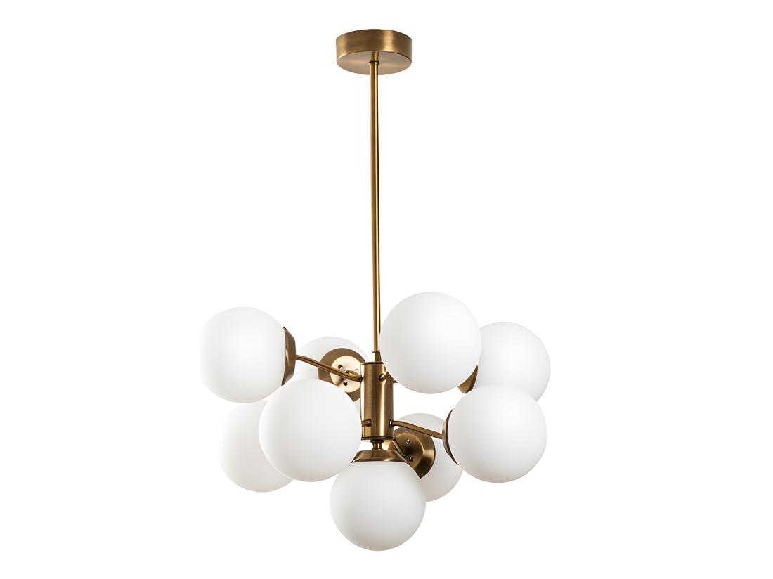 Vente Unique Suspension En Métal - 9 Globes - H. 80 Cm - Blanc Et Doré - MUDONI