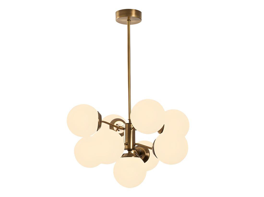 Vente Unique Suspension En Métal - 9 Globes - H. 80 Cm - Blanc Et Doré - MUDONI