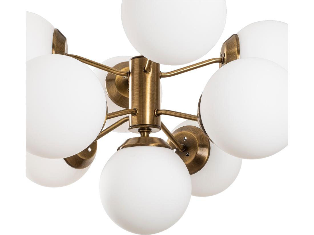 Vente Unique Suspension En Métal - 9 Globes - H. 80 Cm - Blanc Et Doré - MUDONI