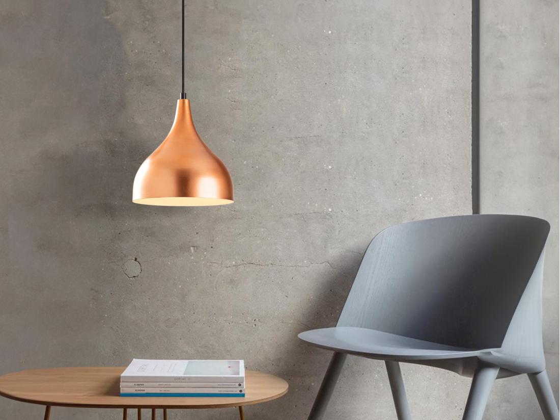 vente unique Suspension en métal à hauteur réglable - D. 26 x H. 40/126 cm - Cuivré - YILDO