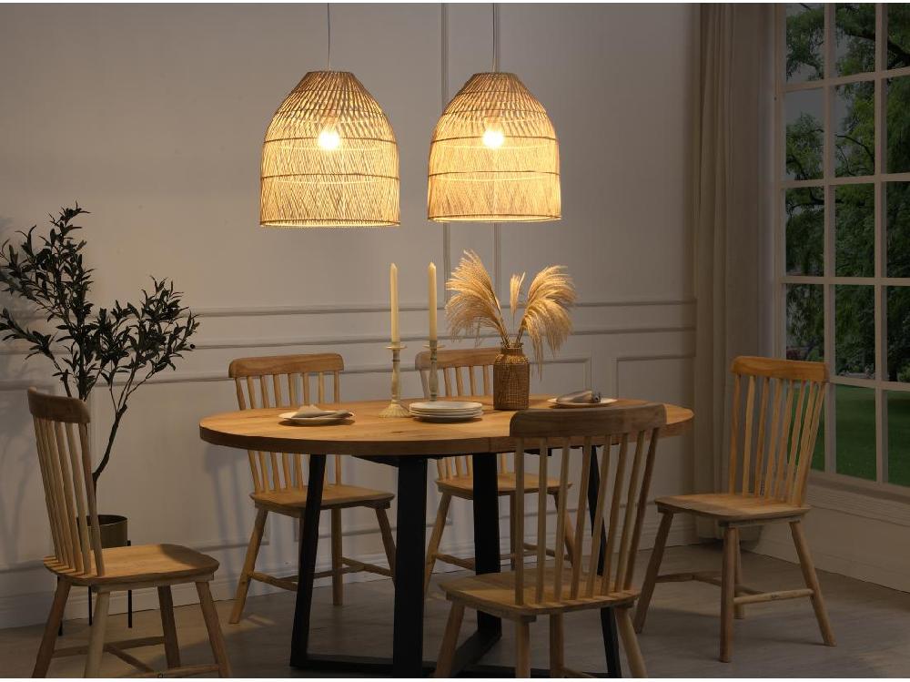 Vente Unique Suspension En Métal Et Rotin Style Ethnique - D. 40 X H. 120 Cm - Naturel - PARNAIBA