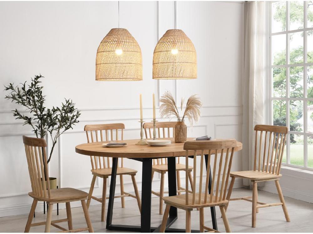 vente unique Suspension en métal et rotin style ethnique - D. 40 x H. 120 cm - Naturel - PARNAIBA