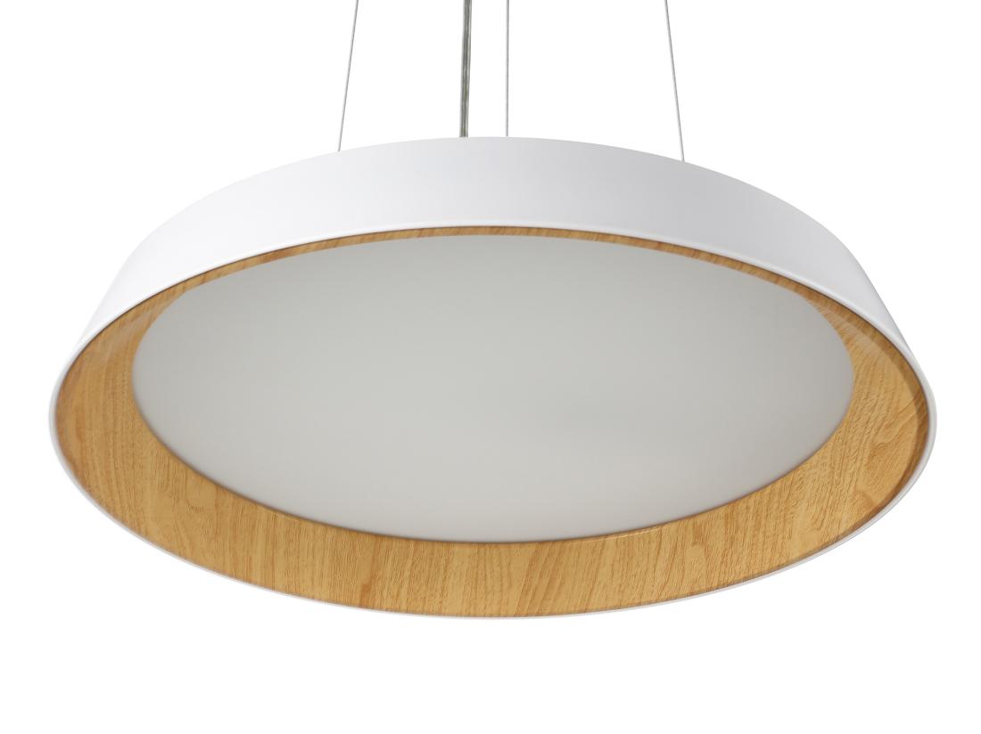 Vente Unique Suspension LED En Métal Et Aluminium - D. 45 Cm - Blanc Et Naturel - DERRY
