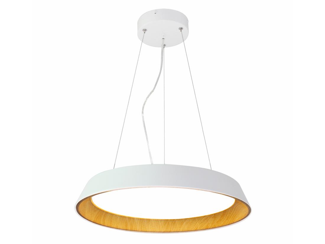 vente unique Suspension LED en métal et aluminium - D. 45 cm - Blanc et naturel - DERRY