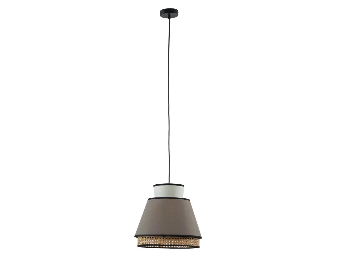 vente unique Suspension scandinave cannage- Naturel et Taupe - D.35 x H.120 cm - KLAUS