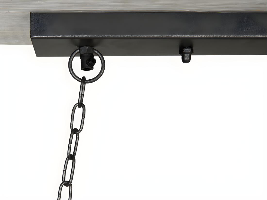 Vente Unique Suspension Style Industriel Caisse Rectangulaire En Bois OLIUS - Bois Et Métal -4 Lampes - H. 31 X L.100 Cm - Naturel Et Noir