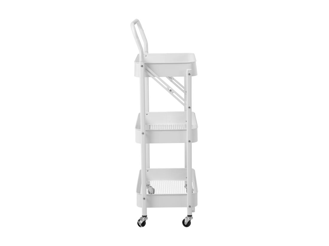 Vente Unique SVITA Chariot De Service à Roulettes Pliable 3 Niveaux Avec Poignée Blanc