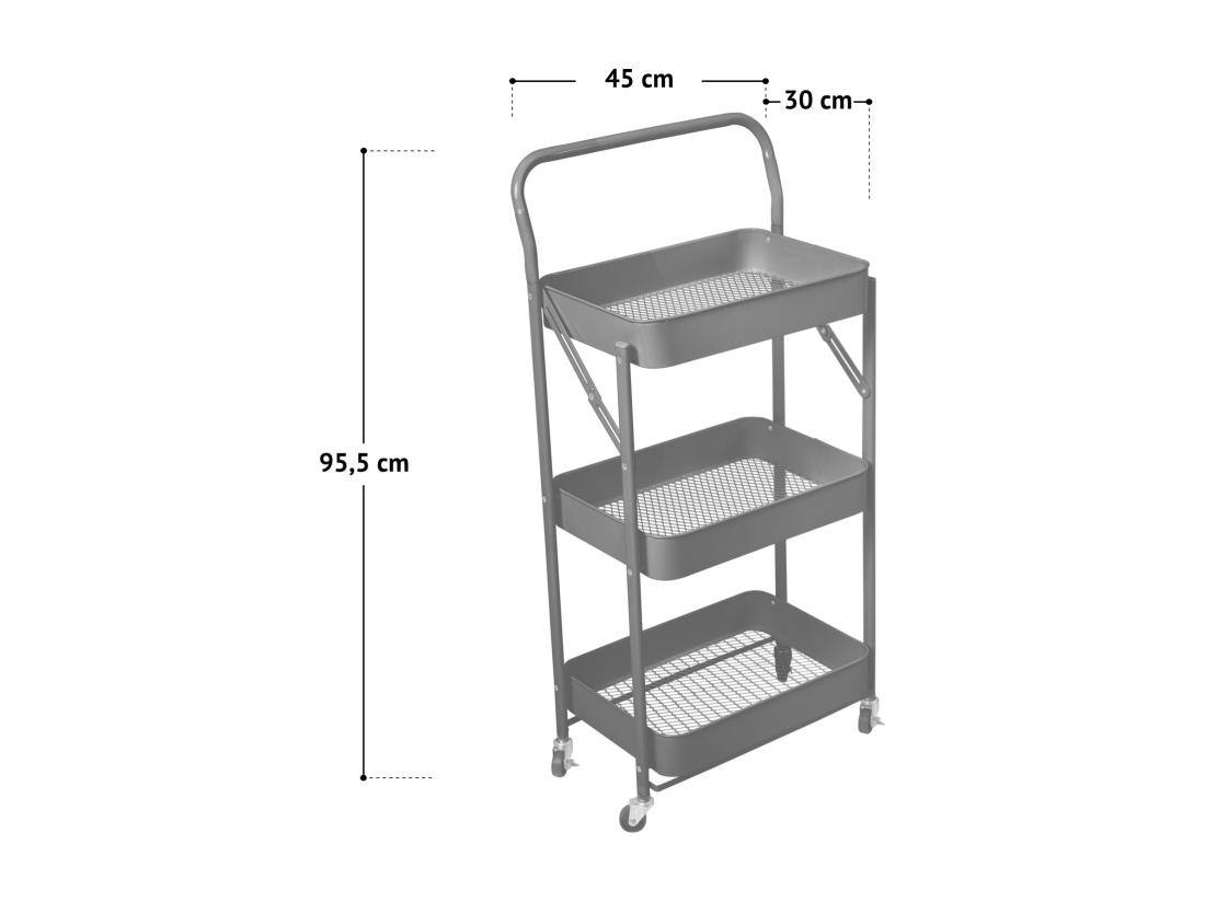 Vente Unique SVITA Chariot De Service à Roulettes Pliable 3 Niveaux Avec Poignée Blanc
